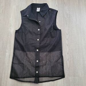 Weissman catalog dance costume black sleeveless button down NWOT medium child